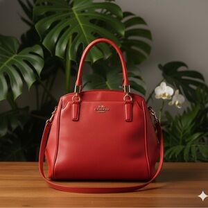 Coach Minetta‎ Mini Cherry Red Triple Compartment Tote